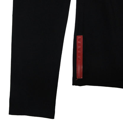 Prada Sports Jacket Tight Stretch Nylon Rubber Logo Zip Up Black