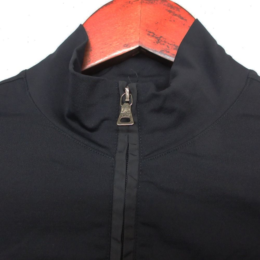 Prada Sports Jacket Tight Stretch Nylon Rubber Logo Zip Up Black