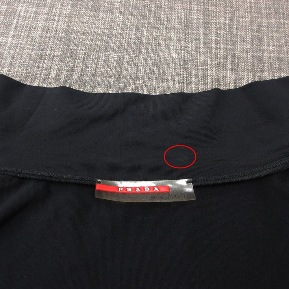 Prada Sports Jacket Tight Stretch Nylon Rubber Logo Zip Up Black