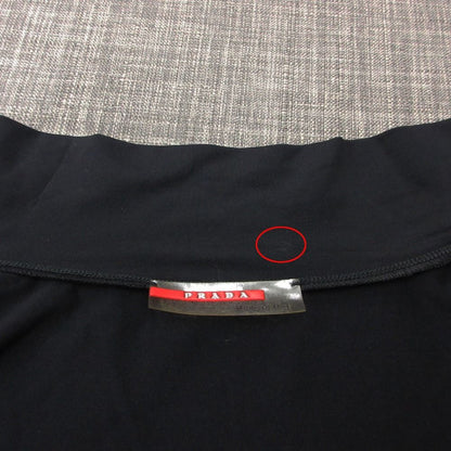 Prada Sports Jacket Tight Stretch Nylon Rubber Logo Zip Up Black