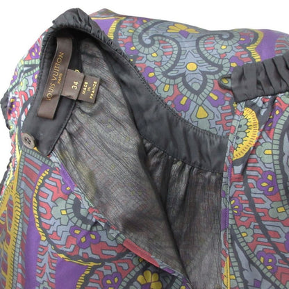 Louis Vuitton Blouse Silk Round Neck Sleeveless Pullover Top All Over Pattern