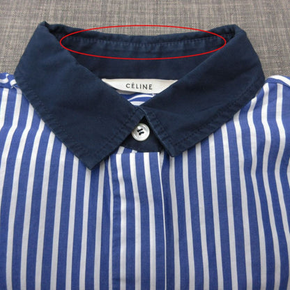 Celine Long Sleeve Shirt Phoebe Philo Era Striped Pattern Top Blue