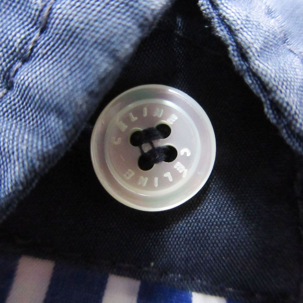 Celine Long Sleeve Shirt Phoebe Philo Era Striped Pattern Top Blue