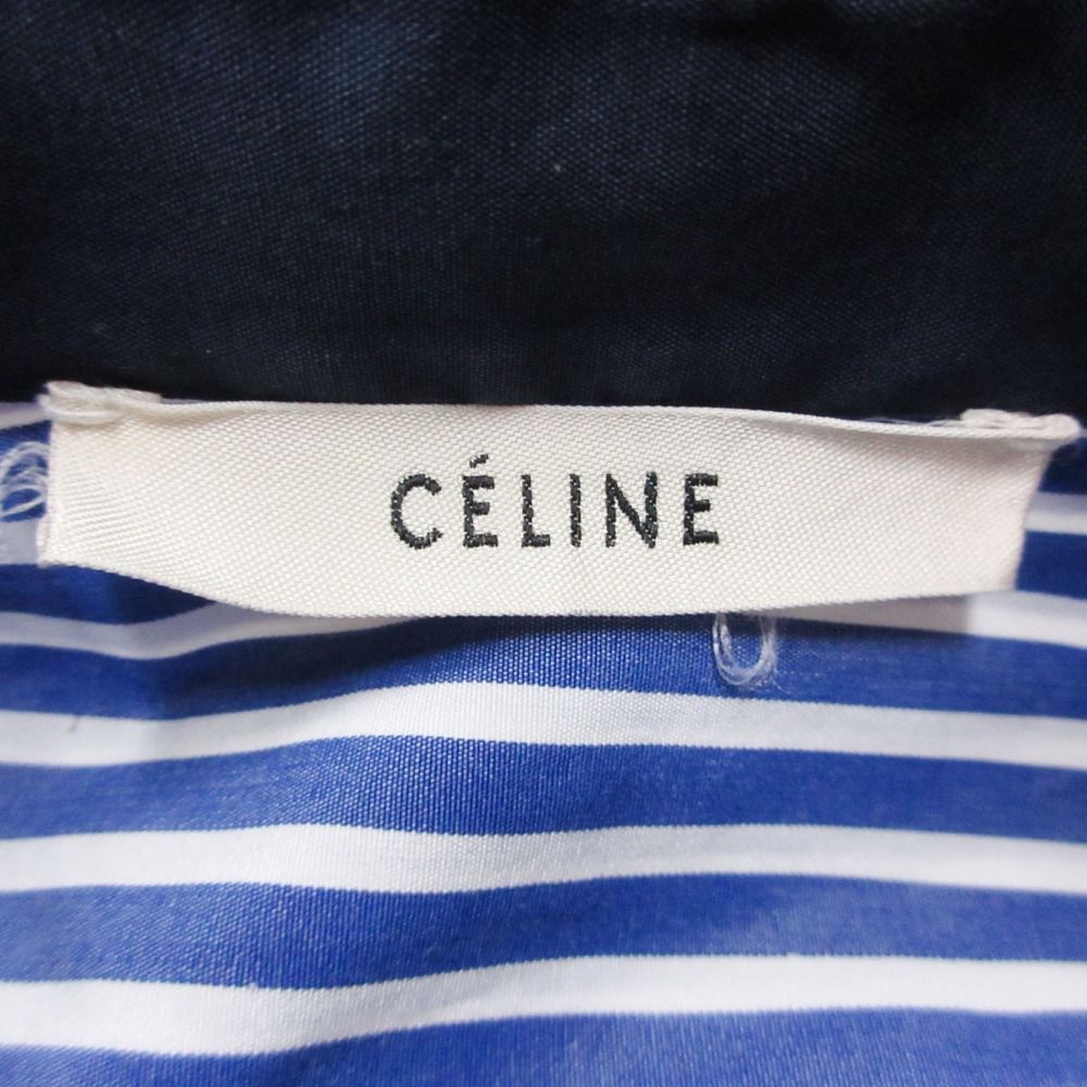 Celine Long Sleeve Shirt Phoebe Philo Era Striped Pattern Top Blue