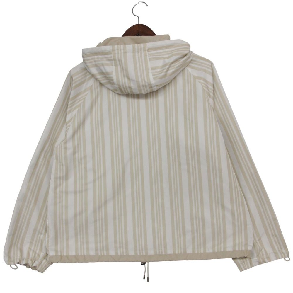 Loro Piana Jacket Pain System Striped Pattern Reversible Hooded Beige