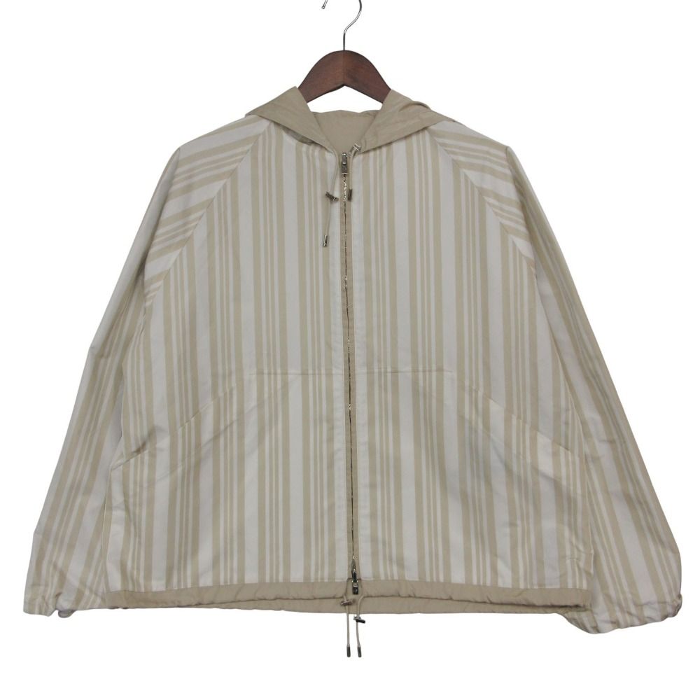 Loro Piana Jacket Pain System Striped Pattern Reversible Hooded Beige
