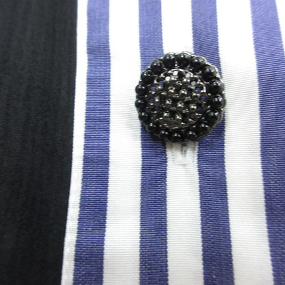 Chanel Blouse Striped Lace Chiffon Long Sleeve Top Camellia Button Cotton Silk