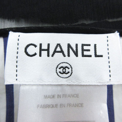 Chanel Blouse Striped Lace Chiffon Long Sleeve Top Camellia Button Cotton Silk