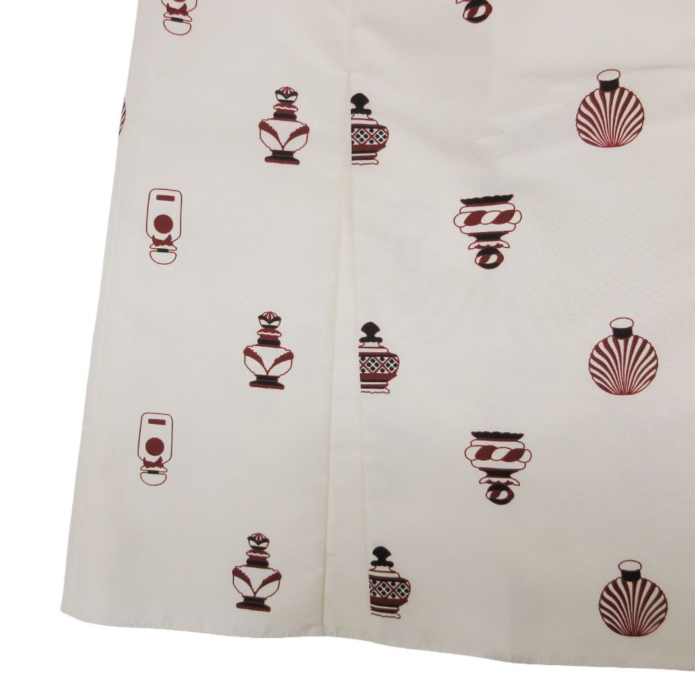 Hermes Skirt Perfume Pattern Parfum Silk Tight Knee Length Front Slit White