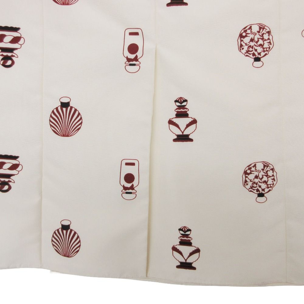 Hermes Skirt Perfume Pattern Parfum Silk Tight Knee Length Front Slit White