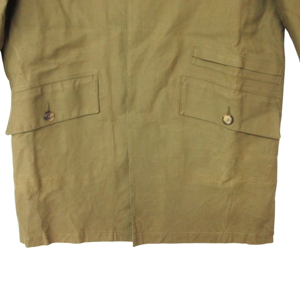 Hermes Vintage Stainless Steel Coat Rubberized Outer Checkered Lining Khaki