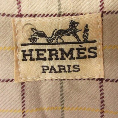 Hermes Vintage Stainless Steel Coat Rubberized Outer Checkered Lining Khaki