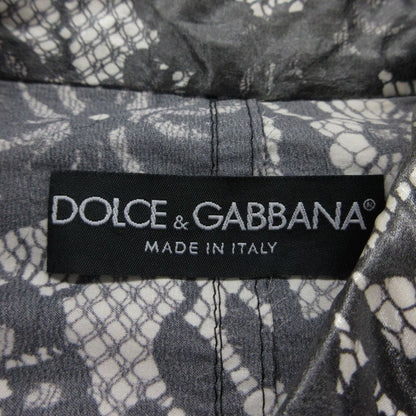 Dolce & Gabbana Trench Coat Silk Flower Lace Print Raincoat Black