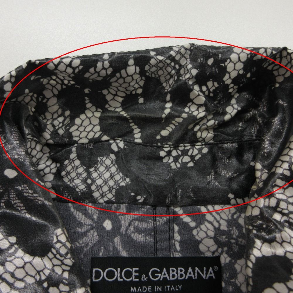 Dolce & Gabbana Trench Coat Silk Flower Lace Print Raincoat Black