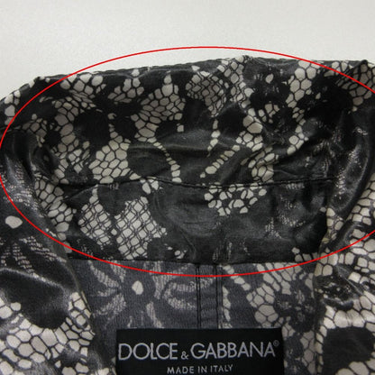 Dolce & Gabbana Trench Coat Silk Flower Lace Print Raincoat Black