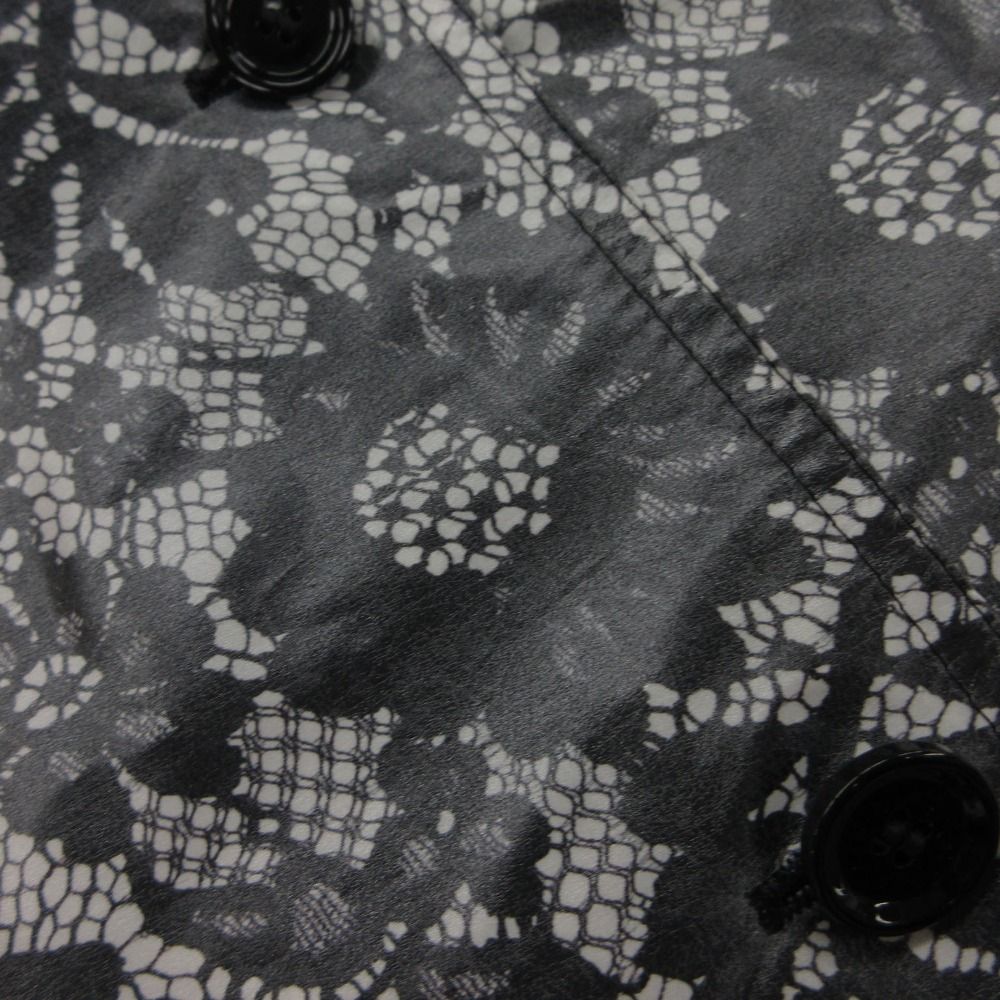 Dolce & Gabbana Trench Coat Silk Flower Lace Print Raincoat Black