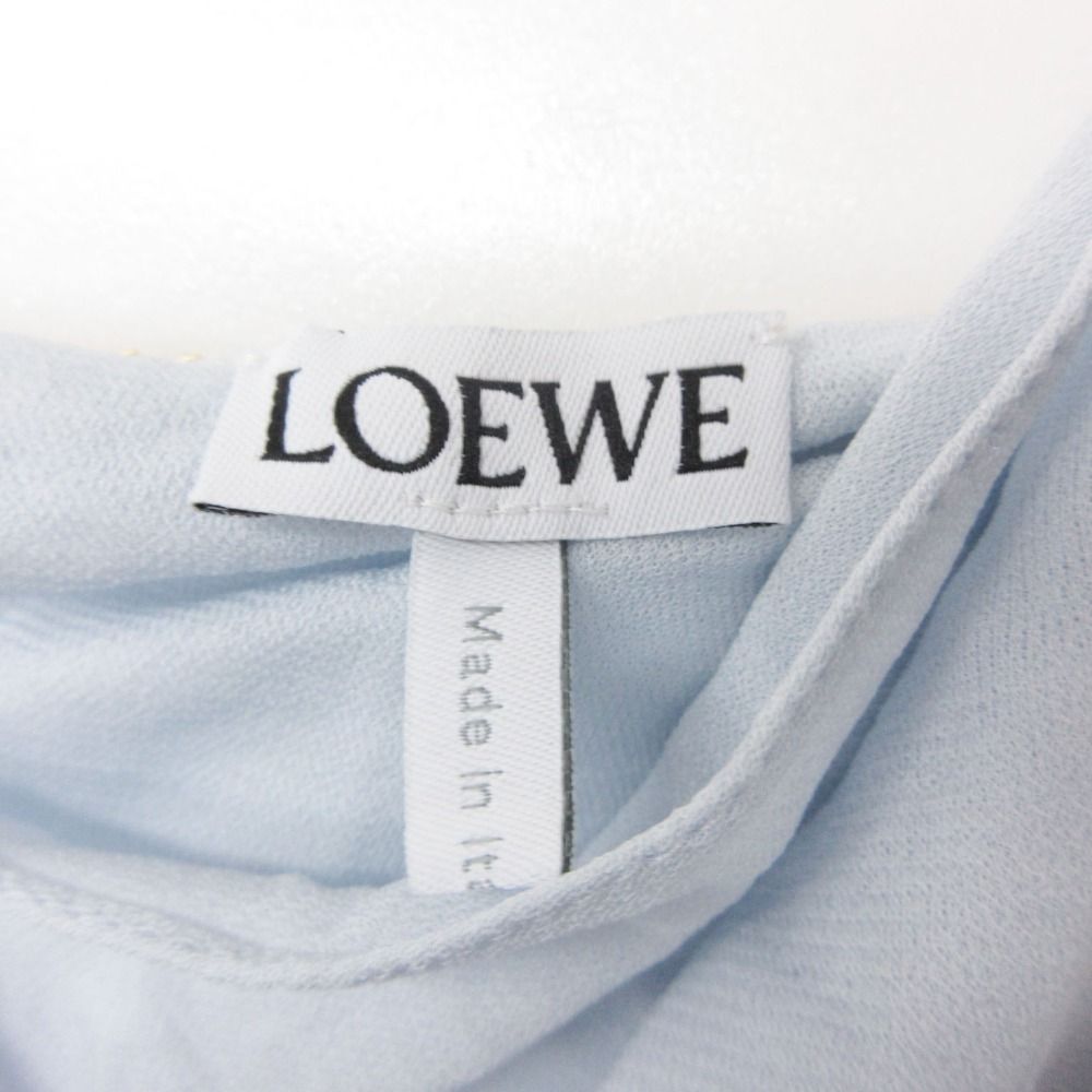 Loewe Top Chain Decoration Asymmetric Drape Pullover Top Light Blue XS Sweater