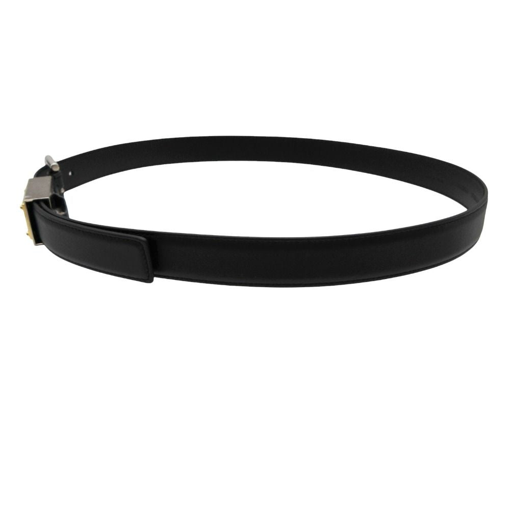 Dolce & Gabbana Belt Logo Plate Leather Eyelet Buckle Narrow Black 90 cm