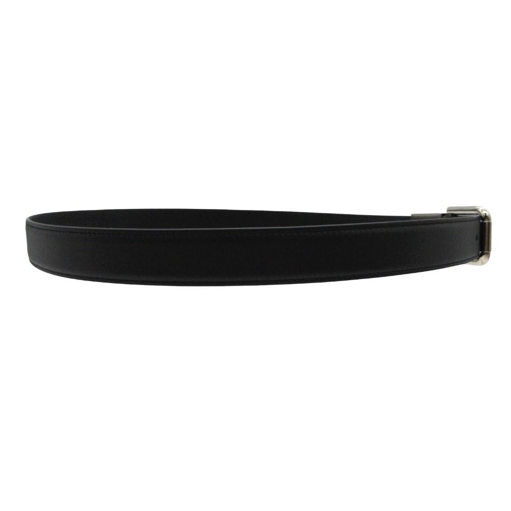 Dolce & Gabbana Belt Logo Plate Leather Eyelet Buckle Narrow Black 90 cm