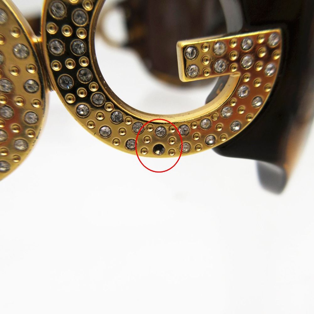 Dolce & Gabbana Sunglasses 60 DG Logo Stone Decoration Tortoiseshell Eyewear