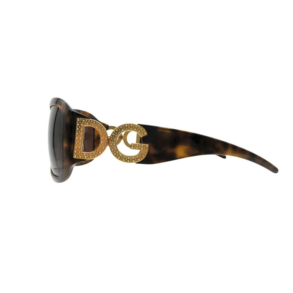 Dolce & Gabbana Sunglasses 60 DG Logo Stone Decoration Tortoiseshell Eyewear