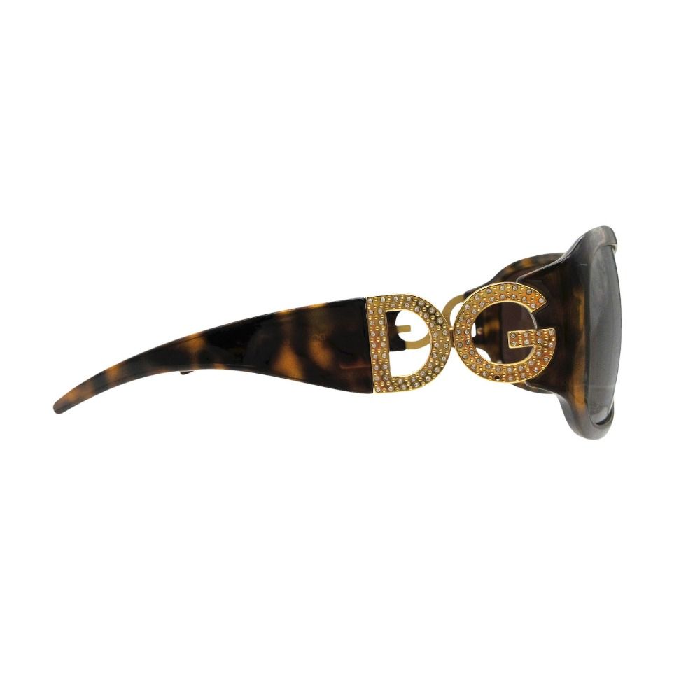 Dolce & Gabbana Sunglasses 60 DG Logo Stone Decoration Tortoiseshell Eyewear