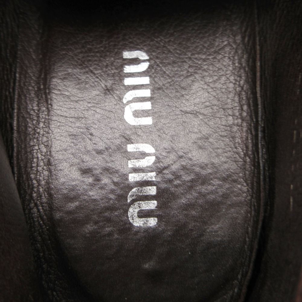 Miu Miu Dress Shoes Mesh Leather Trim Lace Up Gray 5.5