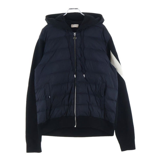 Moncler Cardigan Tricot Knit Contrast Down Jacket Black