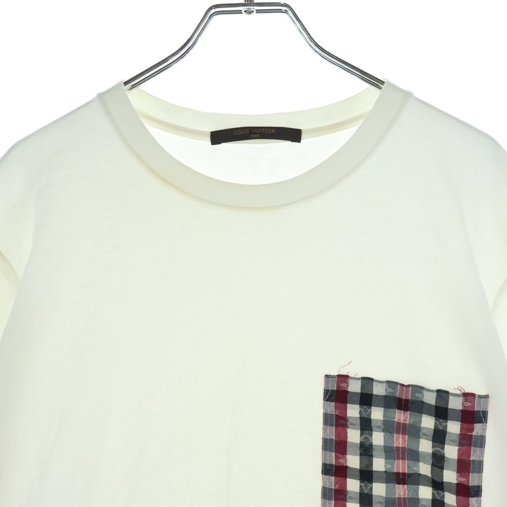 Louis Vuitton Monogram Check Pocket Silk Blend Crew Neck T-Shirt White