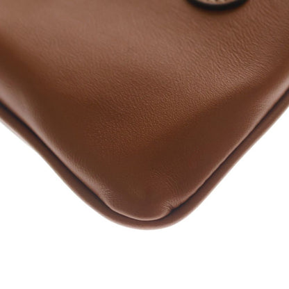Celine Triomphe Cuir White Stitch Phone Pouch Mini Shoulder Bag Brown Leather