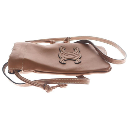 Celine Triomphe Cuir White Stitch Phone Pouch Mini Shoulder Bag Brown Leather