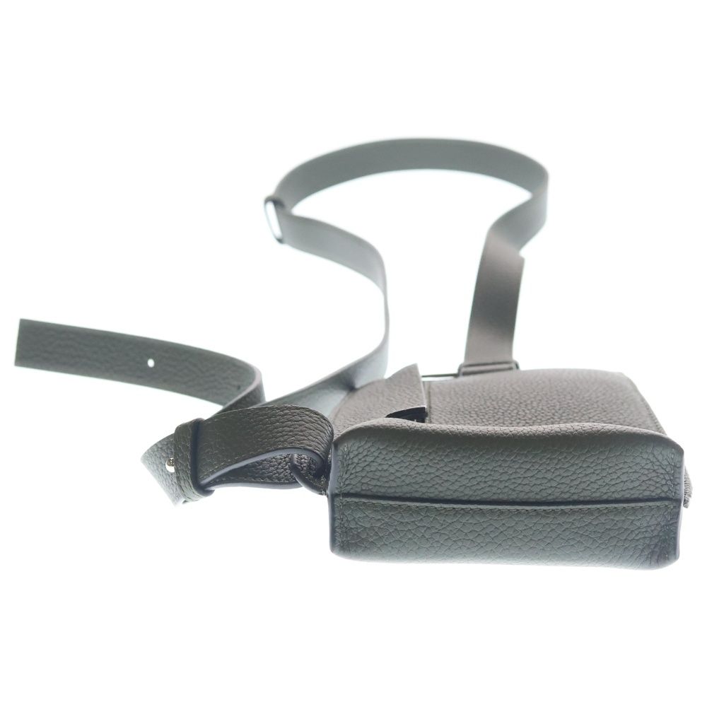 Loewe Vertical T-pocket Mini Shoulder Bag Khaki Green Leather Silver