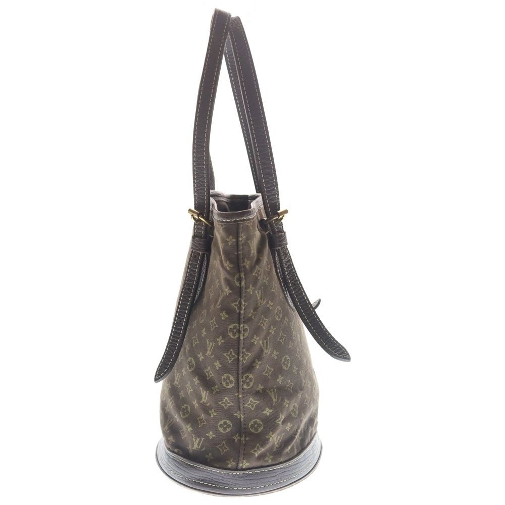 Louis Vuitton Monogram Mini Bucket PM Tote Brown Leather Canvas Gold