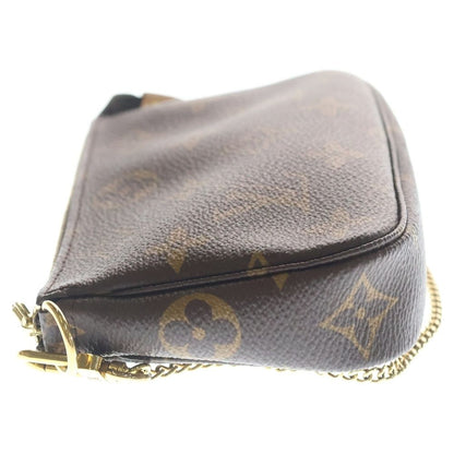 Louis Vuitton Monogram Mini Pochette Charm Pouch Case Brown Gold