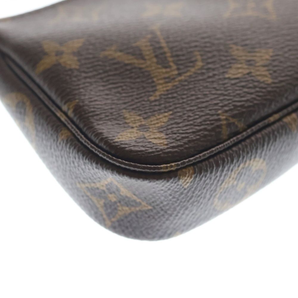 Louis Vuitton Monogram Mini Pochette Charm Pouch Case Brown Gold