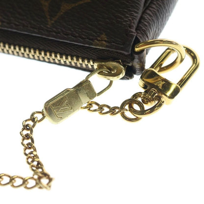 Louis Vuitton Monogram Mini Pochette Charm Pouch Case Brown Gold