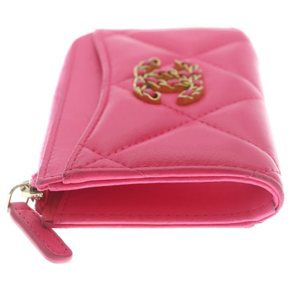 Chanel 19 Coin Case Fragment Card Pink Lambskin Gold