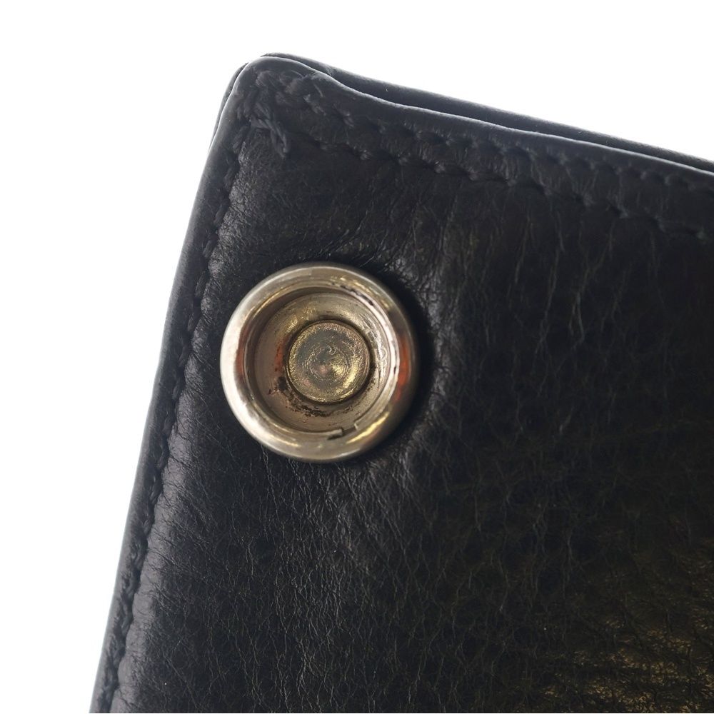 Chrome Hearts 3 Fold Cross Ball Button Leather Wallet Black