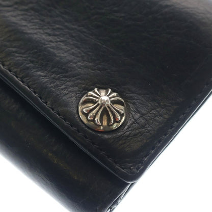 Chrome Hearts 3 Fold Cross Ball Button Leather Wallet Black