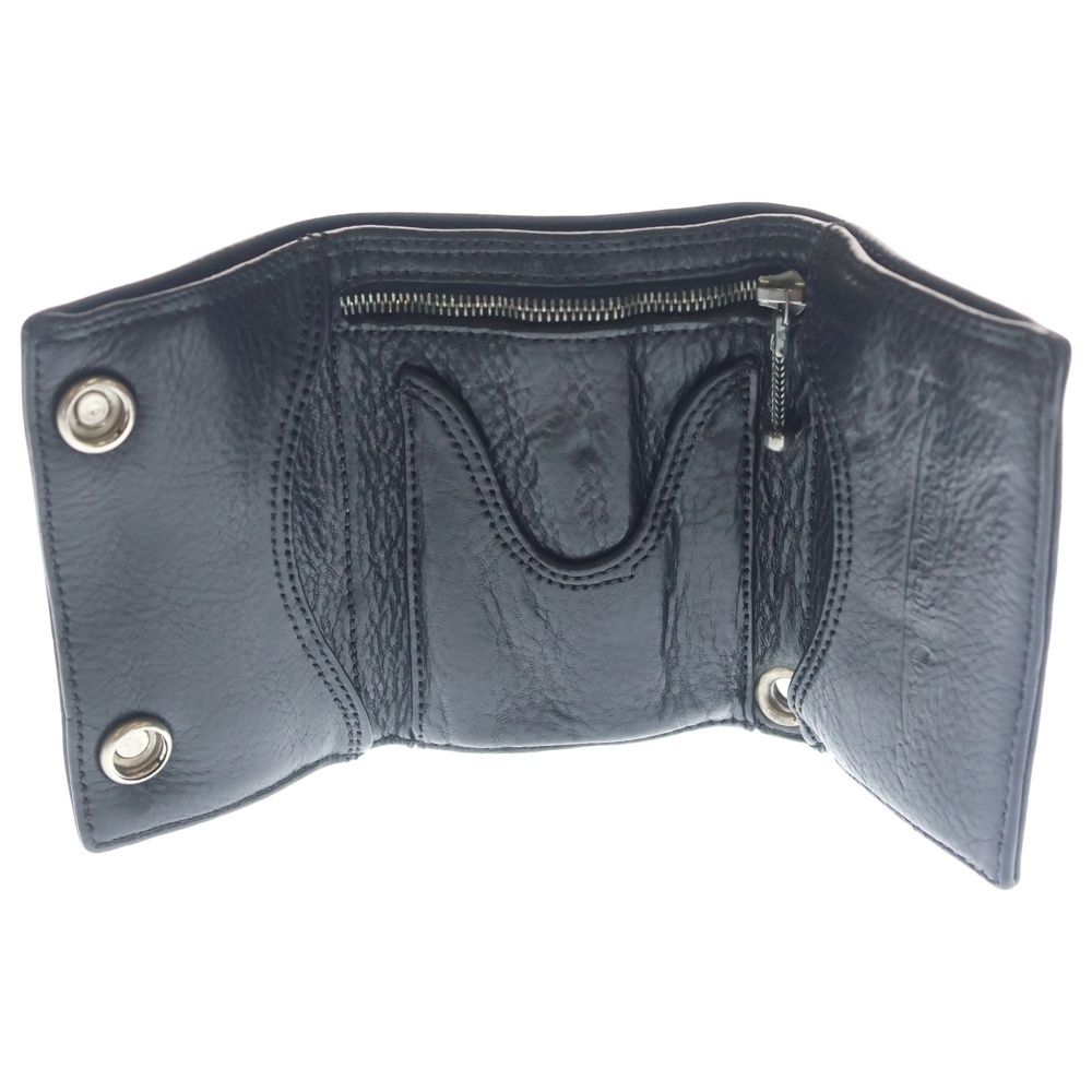 Chrome Hearts 3 Fold Cross Ball Button Leather Wallet Black