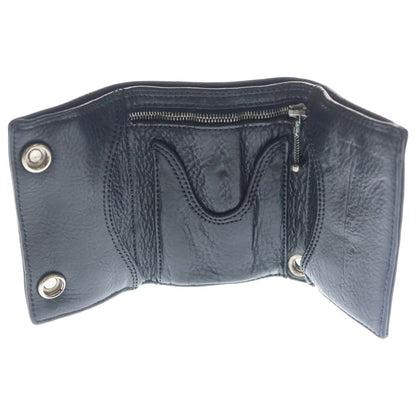 Chrome Hearts 3 Fold Cross Ball Button Leather Wallet Black