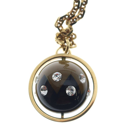 Louis Vuitton Pendentif Magnetic Necklace Pendant Chain Black Brown Gold Plated