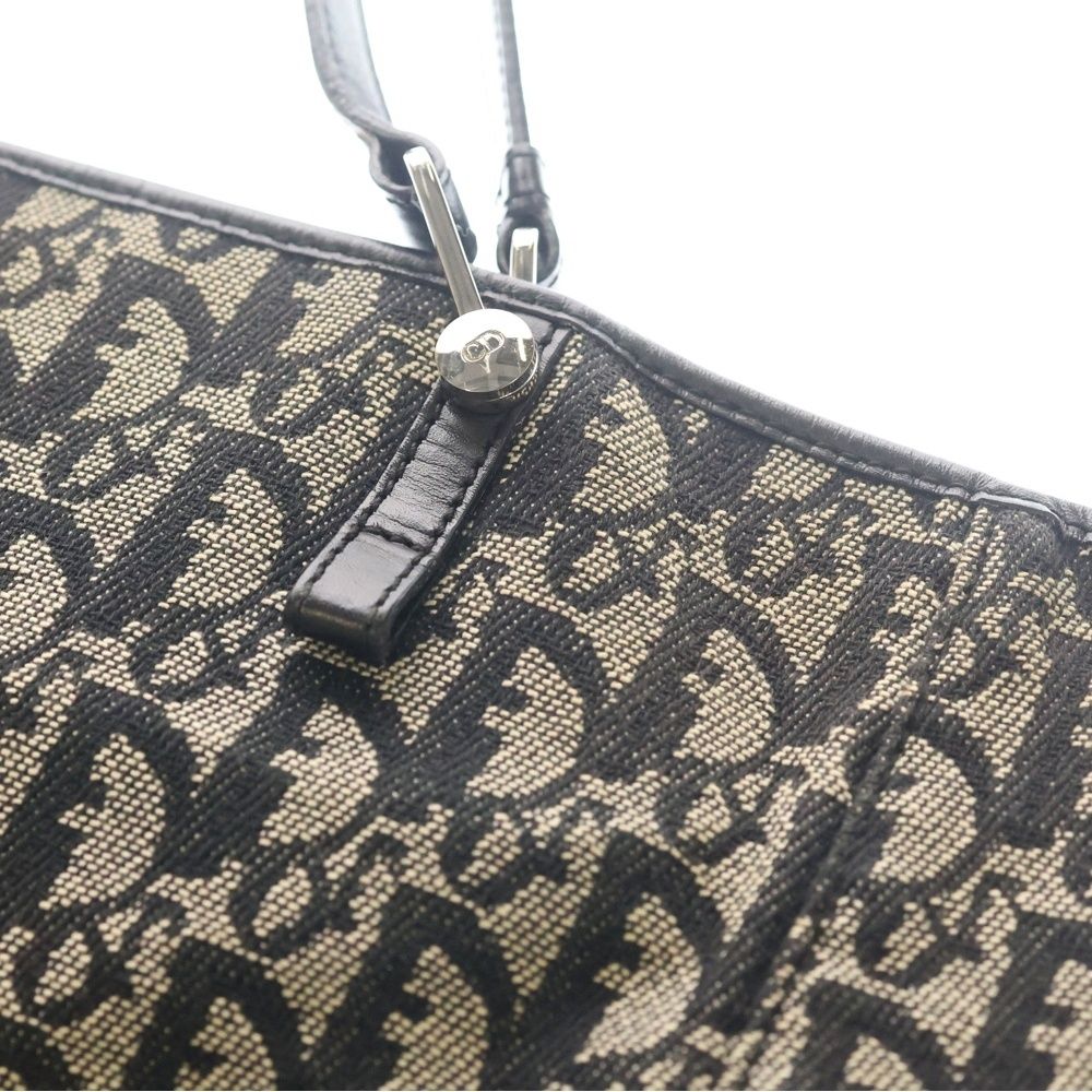 Dior Trotter Tote Black Beige Canvas Leather
