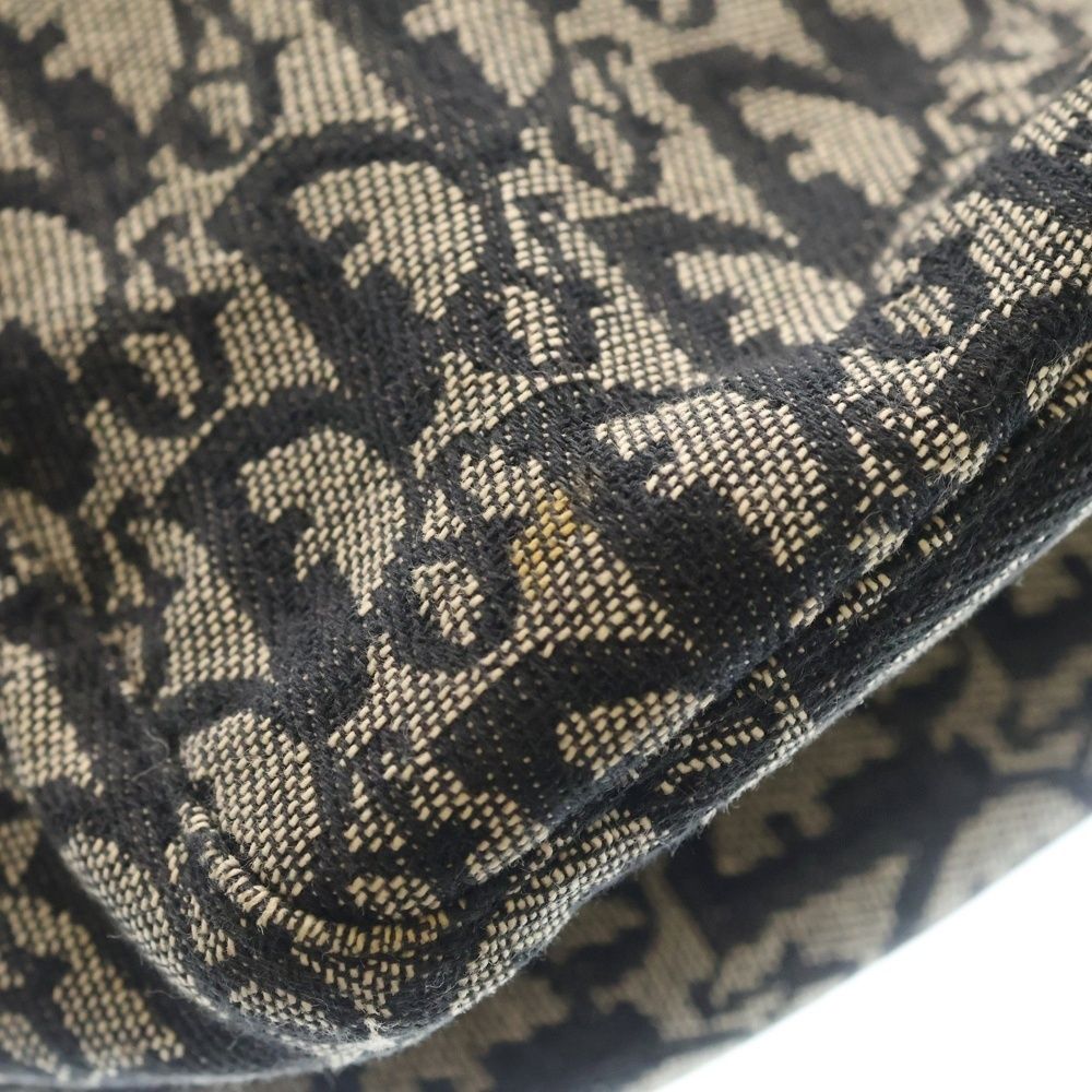 Dior Trotter Tote Black Beige Canvas Leather