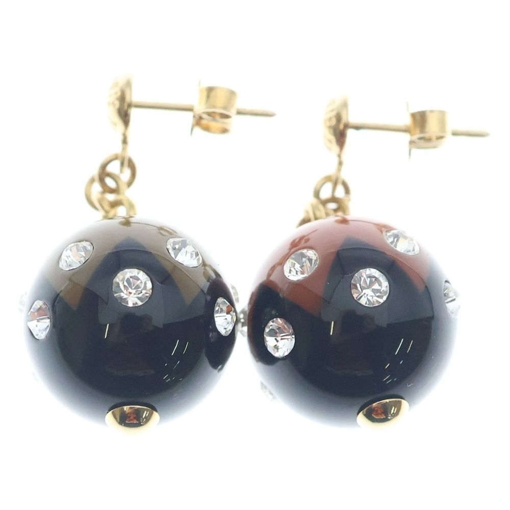 Louis Vuitton Book le Reille Magnetic Earrings Black Brown Gold Plated