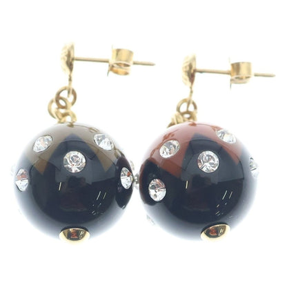 Louis Vuitton Book le Reille Magnetic Earrings Black Brown Gold Plated