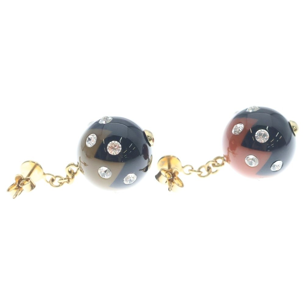 Louis Vuitton Book le Reille Magnetic Earrings Black Brown Gold Plated