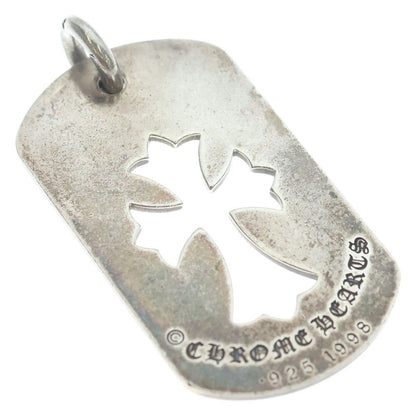 Chrome Hearts D Tag Lrg CO Crs Cutout Cross Dog Tag Large Pendant Top Silver