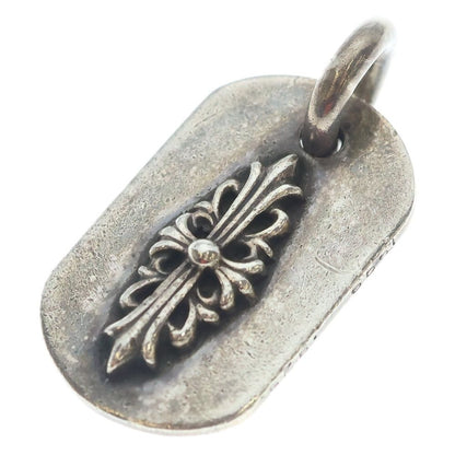 Chrome Hearts Raised Frrl Dogtag Floral Cross Dog Tag Pendant Top Silver