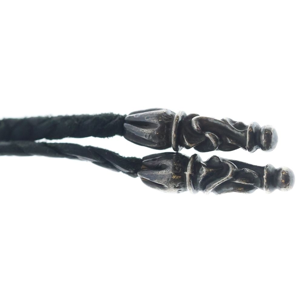 Chrome Hearts Filig Cross Xsm LB Filigree Leather Braid Necklace Silver
